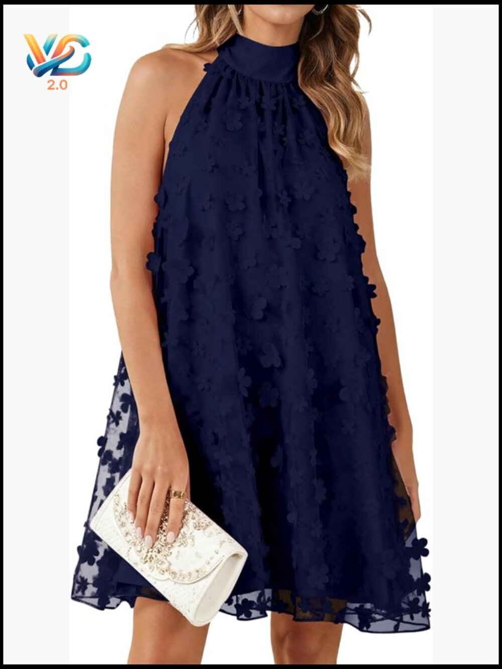 Halter Tulle Floral Bridal Shower Cocktail Short A-Line Mini Dress Sleeveless